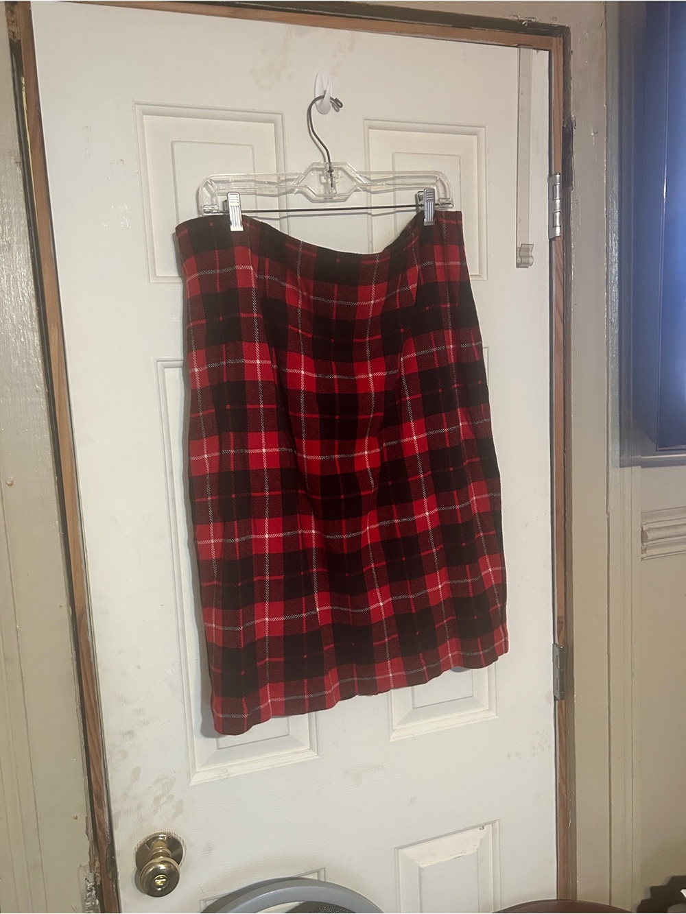 J. Jill Red and Black Plaid A-Line Skirt